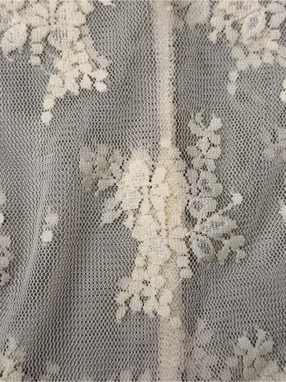 Free People Intimately Ivory Floral Lace Sheer Long Sleeve Mock Neck Top | XS/S